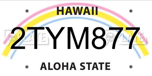 2TYM877 Hawaii License Plate