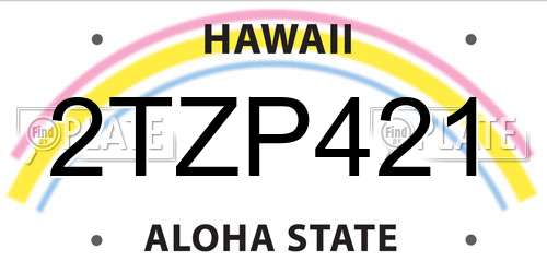 2TZP421 Hawaii License Plate