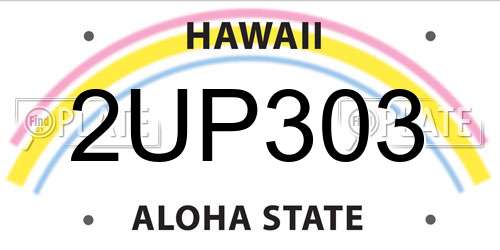 2UP303 Hawaii License Plate