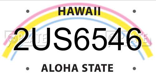 2US6546 Hawaii License Plate