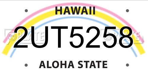 2UT5258 Hawaii License Plate