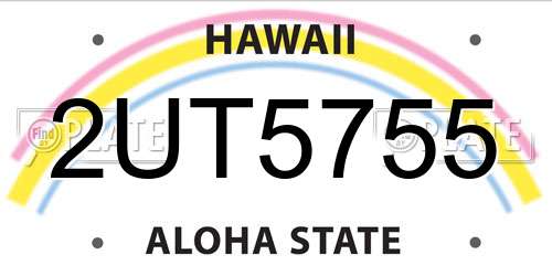2UT5755 Hawaii License Plate