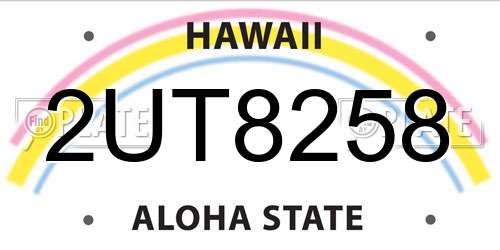 2UT8258 Hawaii License Plate