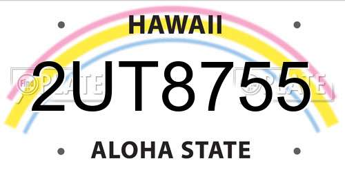 2UT8755 Hawaii License Plate