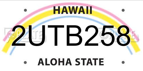 2UTB258 Hawaii License Plate