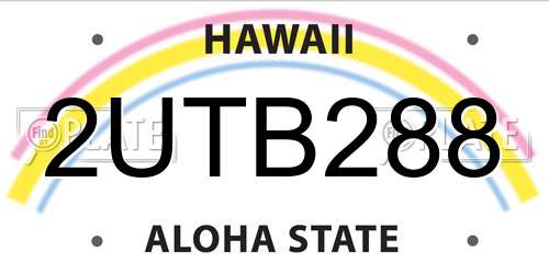 2UTB288 Hawaii License Plate
