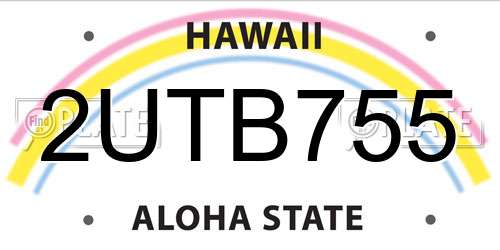 2UTB755 Hawaii License Plate