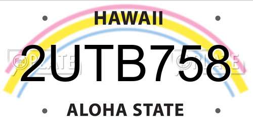 2UTB758 Hawaii License Plate