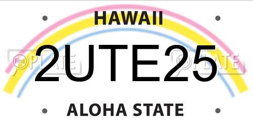 2UTE25 Hawaii License Plate