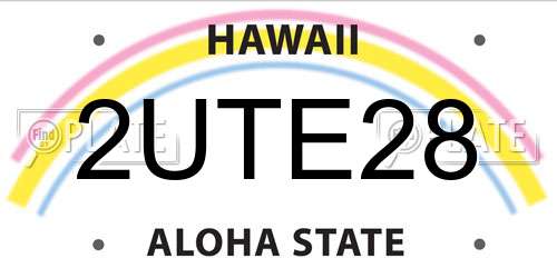 2UTE28 Hawaii License Plate