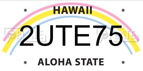 2UTE75 Hawaii License Plate