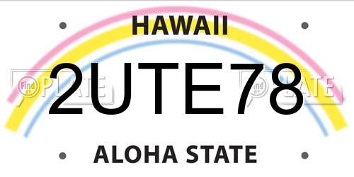 2UTE78 Hawaii License Plate