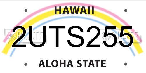 2UTS255 Hawaii License Plate