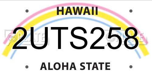 2UTS258 Hawaii License Plate