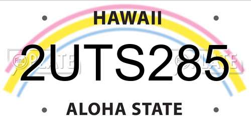 2UTS285 Hawaii License Plate