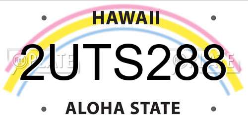 2UTS288 Hawaii License Plate