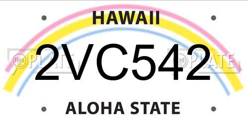 2VC542 Hawaii License Plate