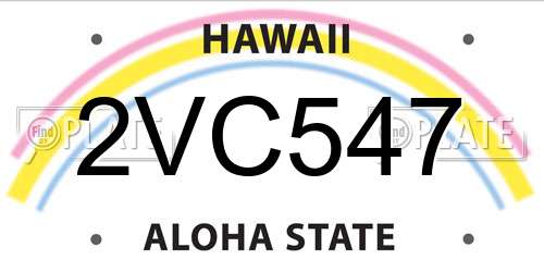 2VC547 Hawaii License Plate
