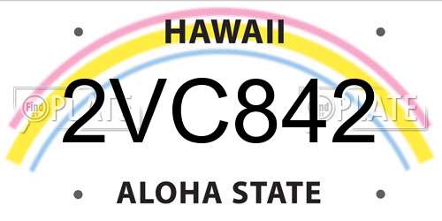 2VC842 Hawaii License Plate