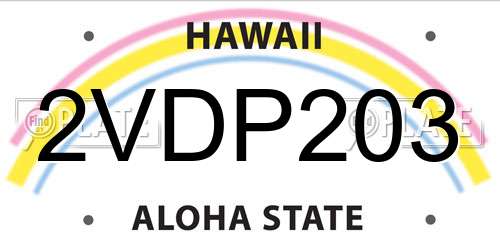 2VDP203 Hawaii License Plate
