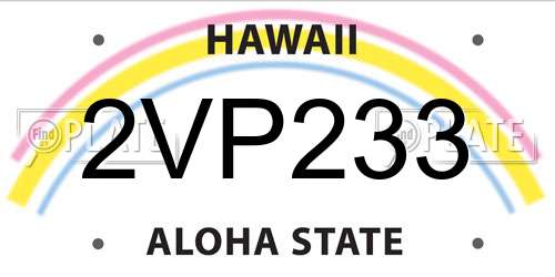 2VP233 Hawaii License Plate