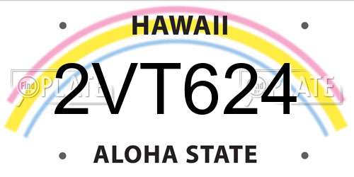 2VT624 Hawaii License Plate