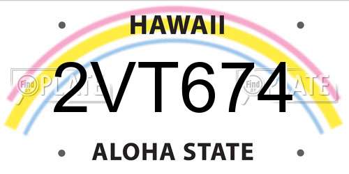 2VT674 Hawaii License Plate