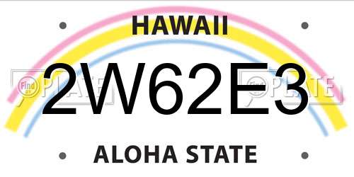 2W62E3 Hawaii License Plate