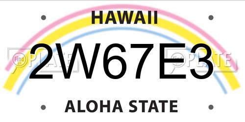2W67E3 Hawaii License Plate