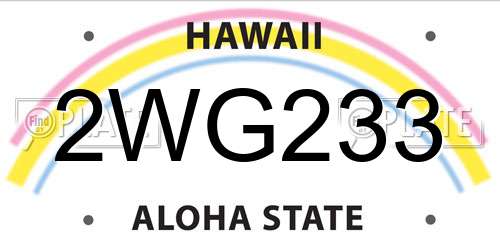 2WG233 Hawaii License Plate