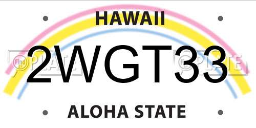 2WGT33 Hawaii License Plate