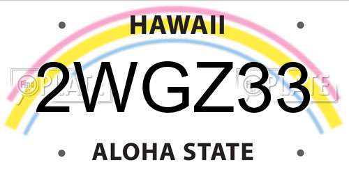 2WGZ33 Hawaii License Plate