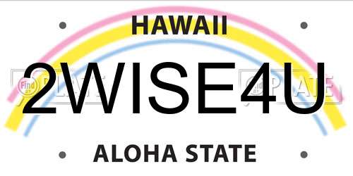 2WISE4U Hawaii License Plate
