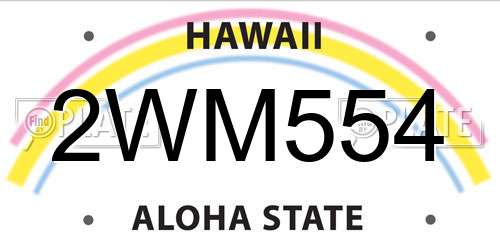 2WM554 Hawaii License Plate