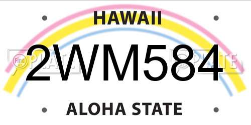 2WM584 Hawaii License Plate