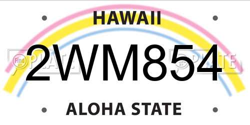 2WM854 Hawaii License Plate