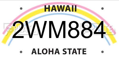 2WM884 Hawaii License Plate