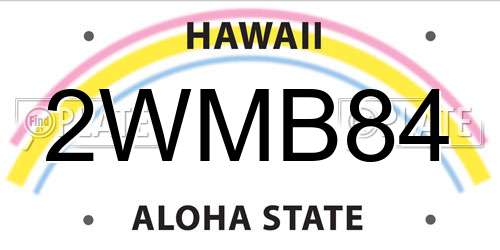 2WMB84 Hawaii License Plate