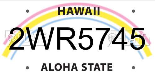 2WR5745 Hawaii License Plate