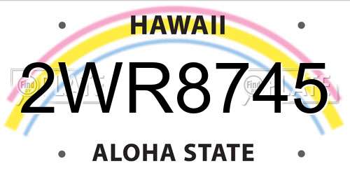 2WR8745 Hawaii License Plate