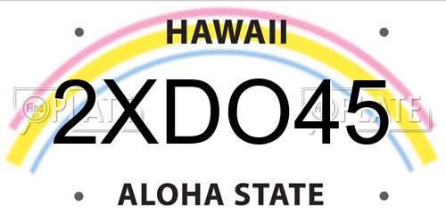 2XDO45 Hawaii License Plate