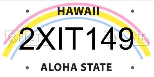 2XIT149 Hawaii License Plate