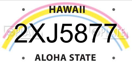 2XJ5877 Hawaii License Plate