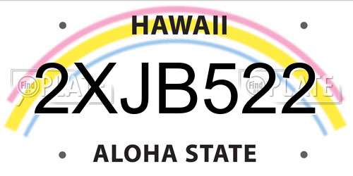 2XJB522 Hawaii License Plate