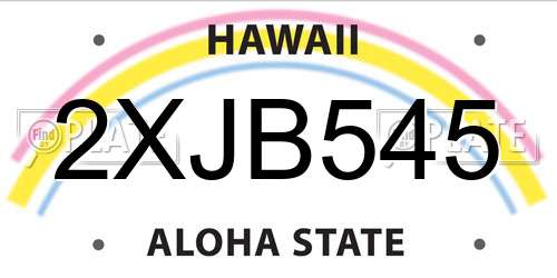2XJB545 Hawaii License Plate