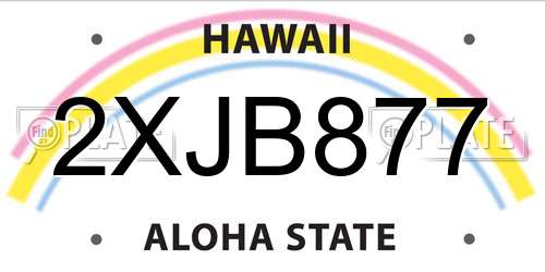 2XJB877 Hawaii License Plate