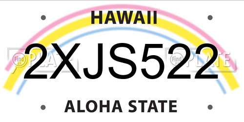 2XJS522 Hawaii License Plate
