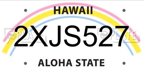 2XJS527 Hawaii License Plate