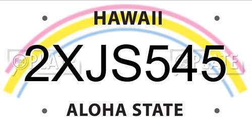 2XJS545 Hawaii License Plate
