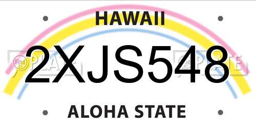 2XJS548 Hawaii License Plate